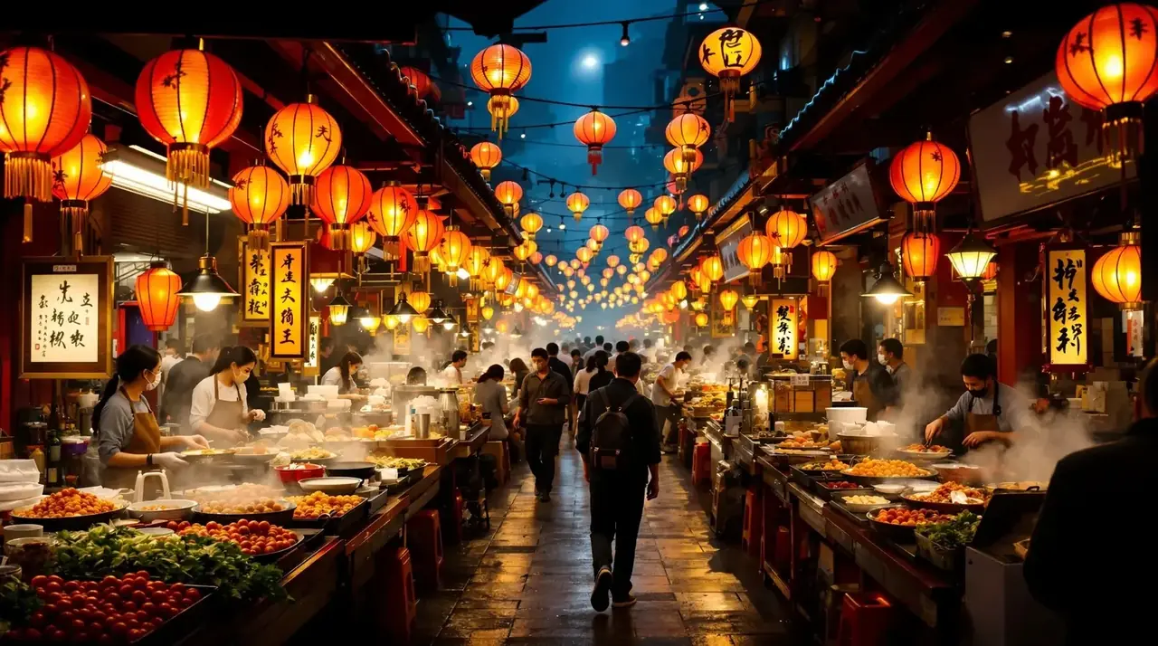亚洲视频一区夜市影视摊位场景